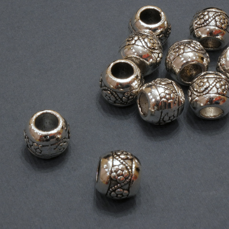 Pandora bead findings, diameter 10×8 mm, hole diameter 4.6 mm, packaging 20 g, 10 pcs (±)