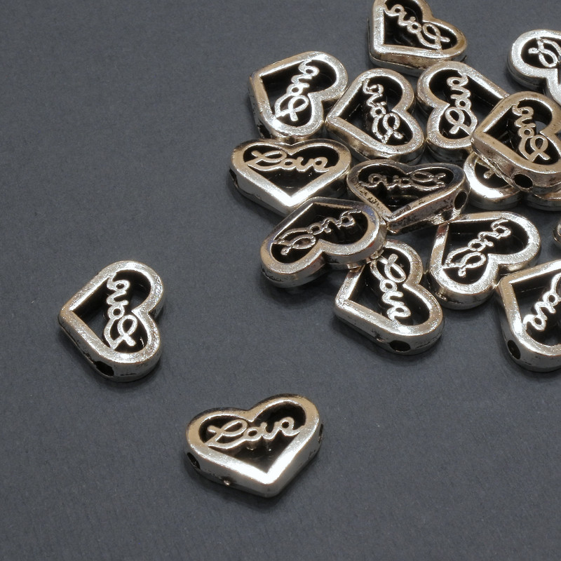 Bead findings 'Heart' inner insert, diameter 1.7 mm +/-, diameter 13x10 mm +/-, packaging 20 g 16 pcs (+/-)