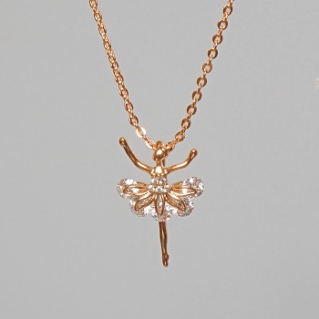 Necklace 'Ballerina' Xuping with a pendant of white crystals, diameter 12x17, 5 mm ±, length 45-50 cm ±, thickness 1 mm ±