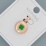 Xuping Pendant with Green Crystal and White Crystals, 14 mm Diameter, 20 mm Length, 18K Gold Plating