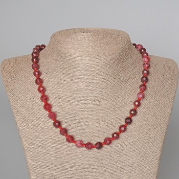 Rubellite Tourmaline Necklace, Natural Stone, Faceted Bead, 8mm Diameter, Length 48cm