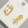 Xuping earrings with white crystals and yellow enamel, diameter 6x18 mm ± 18K gold plating