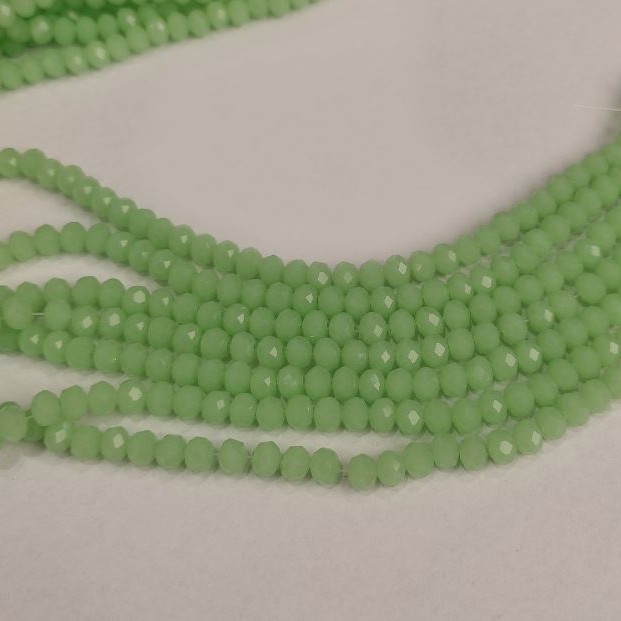 Beads of Czech Crystal salad-green matte 'rondelle', diameter 6x4.5 mm, length 41 cm