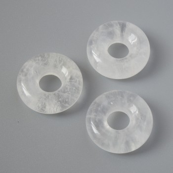 Pandora Bead with Mountain Crystal natural stone, diameter 15x5mm, hole diameter 5mm+