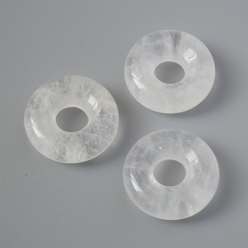 Pandora Bead with Mountain Crystal natural stone, diameter 15x5mm, hole diameter 5mm+