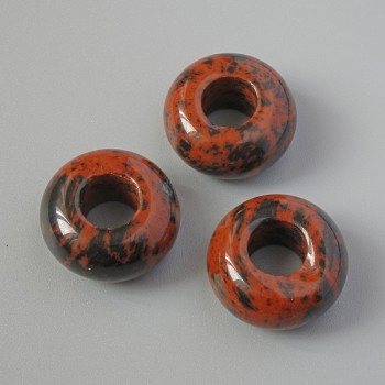 Pandora Bead with Obsidian natural stone, diameter 14x7 mm, hole diameter 5.7 mm+