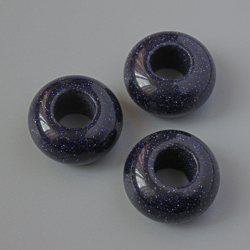 Pandora Bead Aventurine Blue Sand Night of Cairo (synthetic), diameter 14×7 mm, hole diameter 5.5 mm+