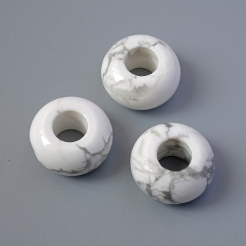 Pandora Bead Howlite, 14×7 mm, hole diameter 5.5 mm+