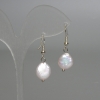 Baroque Pearl Earrings with Petrol Tint, diameter 11x13 mm, length 38 mm