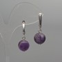 Amethyst Earrings - Natural Stone Smooth Bead, 12.5 mm diameter, 32 mm length, English Clasp