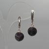 Earrings with natural amethyst, smooth ball bead, diameter 12.5 mm, length 32 mm, English clasp