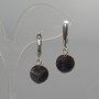 Earrings with natural amethyst, smooth ball bead, diameter 12.5 mm, length 32 mm, English clasp