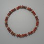 Bracelet made of red jasper natural stone, smooth rondel beads, diameter 6.5x3.5 mm, length 18 cm (+-), stretch with metal inserts
