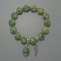 Mossy Agate Bracelet (Imitation) Smooth Bead, Diameter 12.5 mm, Length 18 cm +/- (Stretch) with Metal Inserts