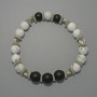 Bracelet of Shungite and Kaholong with Smooth Beads, diameter 10 mm, 8.5 mm +/-, length 18 cm +/- (stretch) with metal inserts