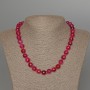 Raspberry Agate Necklace, natural stone, faceted bead, 10 mm diameter, 47 cm length