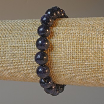 Blue Sand Cairo Night Aventurine Bracelet (synthetic) Smooth beads, 10mm diameter, 18cm length (stretch)