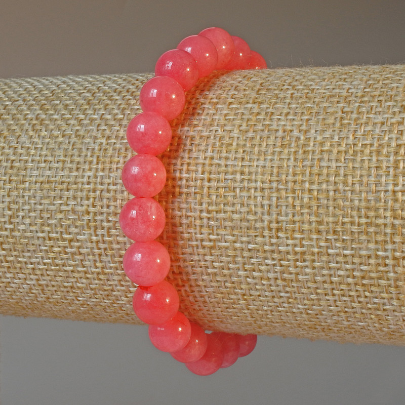 Tourmaline Bracelet, natural stone smooth bead, 8 mm diameter, 18 cm length (stretch)