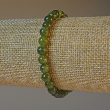 Jadeite Bracelet with Natural Stone, Smooth Beads, Diameter 6.5 mm, Length 18 cm (Stretch)