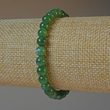 Bracelet with natural chrysoprase, smooth beads, diameter 6.5 mm, length 18 cm +/- (stretch)