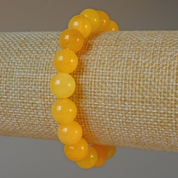 Citrine Bracelet with Smooth Beads, 10.5 mm Diameter, 18 cm Length (Stretch)