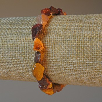 Bracelet with Mookaite Jasper natural unpolished faceted stone, 8x10 mm, length 18 cm ± (stretch)