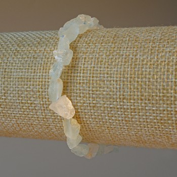 Bracelet with Rock Crystal and Aquamarine, natural unpolished stones, faceted beads, diameter 6x8 mm, length 18 cm (stretch)