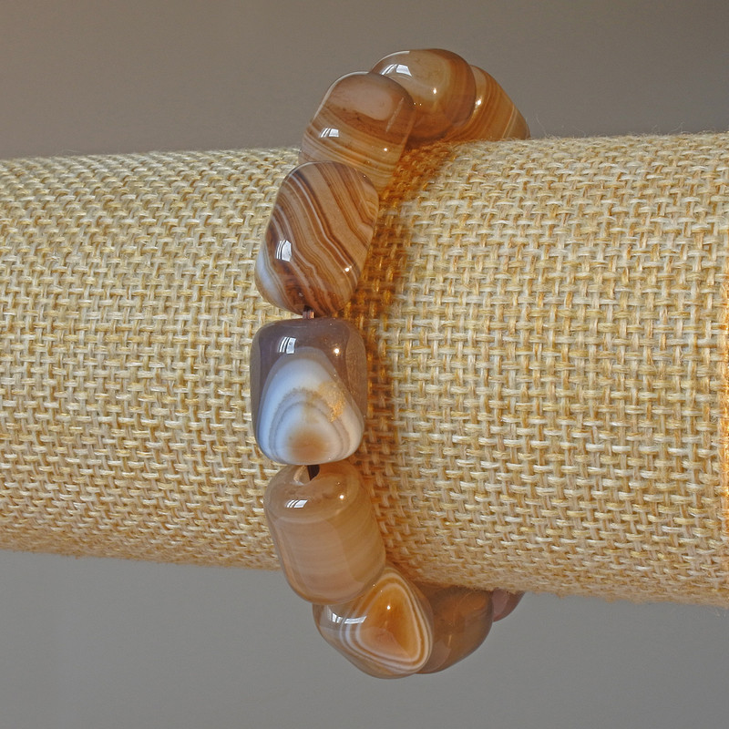 Gray agate bracelet, natural stone