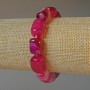 Raspberry Agate Bracelet with natural stone bars, 11x15 mm diameter, 18 cm length, stretch