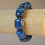 Blue agate bracelet, natural stone, bar-shaped, 15×19 mm, length 18 cm (stretch)