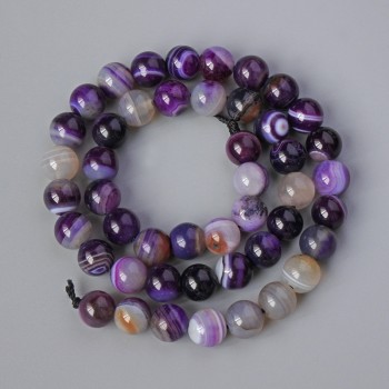 Purple agate beads, natural stone, smooth round beads, 8mm diameter, 38cm length on thread