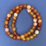 Orange agate beads, smooth round spheres, 10mm diameter, 39 cm length on thread