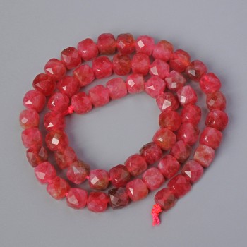 Beads of Polychrome Tourmaline - Faceted Cube, 7 mm diameter ±, 40 cm length ± on thread