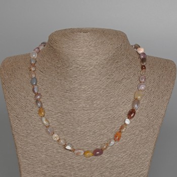 Botswana Agate Necklace, natural stone faceted beads, diameter 7×10 mm, length 48 cm