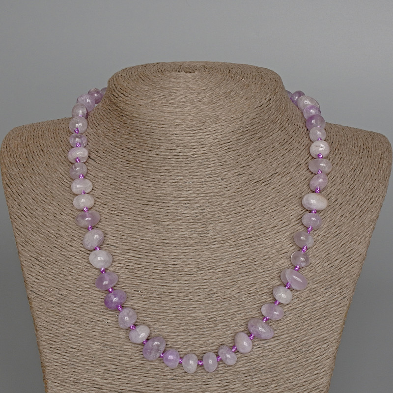 Lavender Amethyst Necklace, Natural Stone, Faceted Beads, 10x7 mm, Length 50 cm