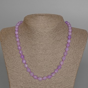 Lavender Amethyst Necklace with natural stone, faceted bead, 8 mm diameter, 49 cm length