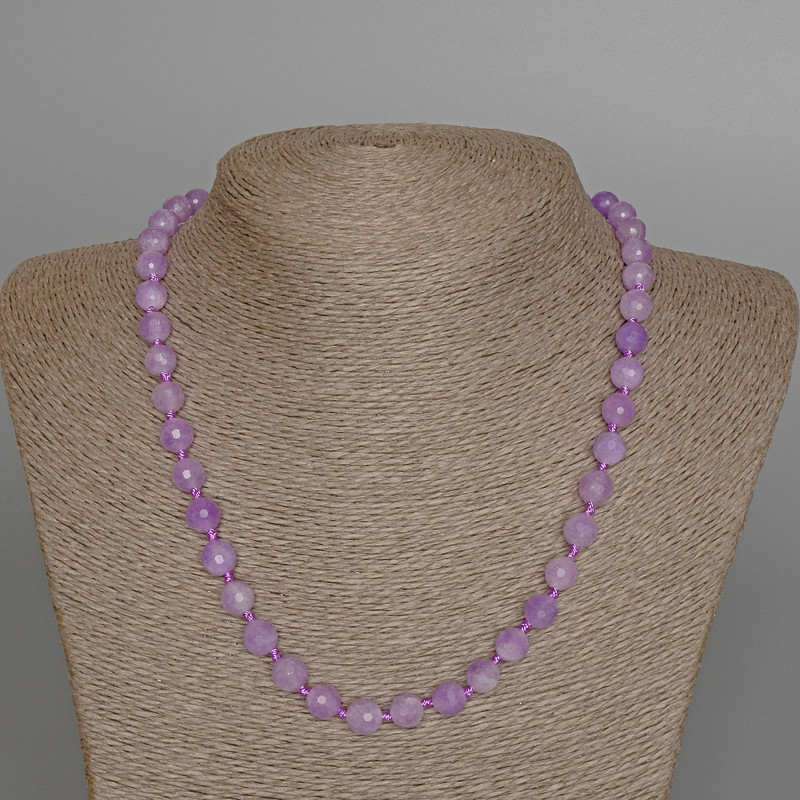 Lavender Amethyst Necklace with natural stone, faceted bead, 8 mm diameter, 49 cm length