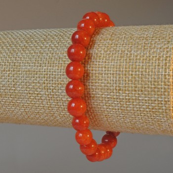 Red Jasper Bracelet (pressed) smooth beads, 8.5 mm diameter, length 18 cm +/- (stretch)