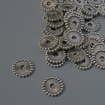 Bead insert findings, diameter 11×1.5 mm, hole diameter 2.4 mm, silver-colored metal, packaging 43 pcs, 20 g