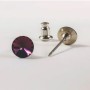 Discount! Xuping stud earrings with Swarovski crystals, purple color, 6 mm diameter, rhodium-plated