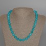 Aquamarine Necklace with natural stone, smooth beads, diameter 10mm±, length 49cm±
