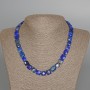 Azurite necklace, natural stone flat faceted square, 9.5×5 mm diameter approx, length 45 cm