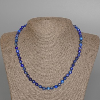 Lapis Lazuli Necklace, natural stone, smooth beads, diameter 6.5 mm, length 47 cm
