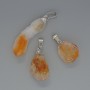 Citrine Pendant with Natural Stone, diameter 15×29 mm, length 35 mm, on a silver-tone pendant