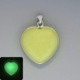 Pendant 'Heart' Onyx with Green Glow, Diameter 26×26 mm, Length 36 mm, in Silver Bezel