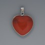 Heart Pendant with Red Jasper, 26x26 mm diameter, 36 mm length, in a silver setting