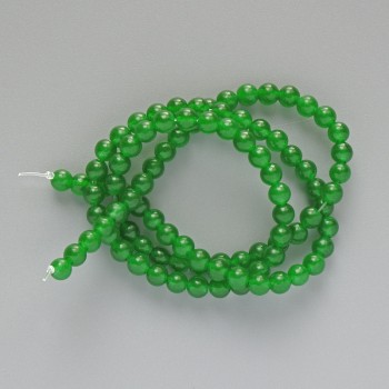 Chrysoprase Beads - Natural Stone Smooth Round Bead, 4mm Diameter ±, 38cm Length ± on Thread