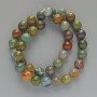 Multicolor Jasper Beads, Natural Stone, Smooth Round Beads, 12 mm Diameter, Approximately 37 cm Long on Thread