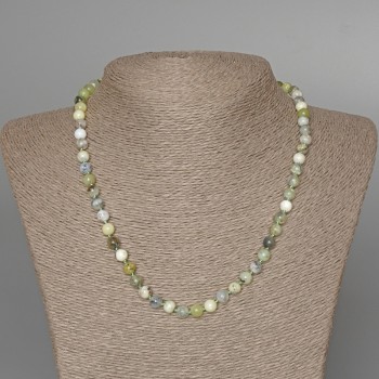 Green Opal Necklace, Natural Stone, Smooth Bead, 6 mm Diameter ±, Length 47 cm ±