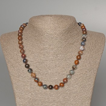 Petersite necklace with natural stone, smooth beads, 8.5 mm diameter, 51 cm long
